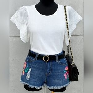 Metropolitan White Lace Flutter Sleeve Tank Size 2XL